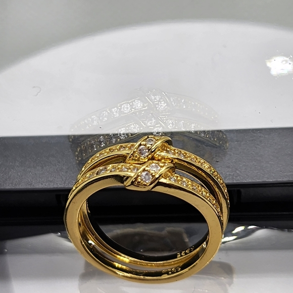 18K Gold Plated Zircon 925 Stamped 3-Piece Ring Set - Picture 10 of 14